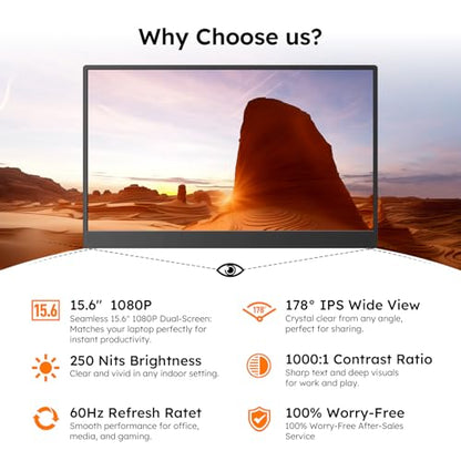15.6" Portable Monitor with Smart Cover, FHD 1080P IPS Travel Monitor for Laptop, Built-in Speaker& Stand, USB-C&Mini HDMI Screen Extender for Laptop Mac PC Phone Xbox PS4/5 Switch with Stand Case - style: 15.6 CASE