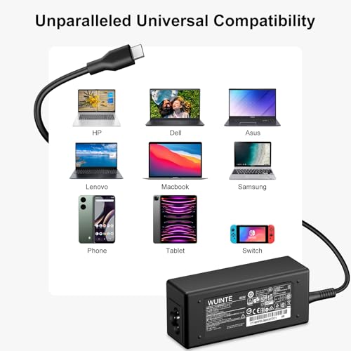 USB C Charger Compatible with Lenovo Laptop Chromebook Charger 65W 45W Type C Fast Power Adapter