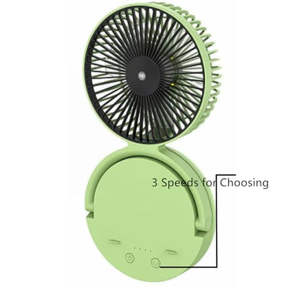 OGZ Portable Fan for Travel Wireless with Remote Timer, 7 Inch Small Desk Fan with LED Night Light 90° Oscillation, Rechargeable USB Fan for Cruise Bed Beside Sleeping Camping Tent (Green) - color: Green