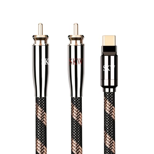 SKW USB C to 2 RCA Audio Cable Audiophile Type C to 2RCA Male Jack Plug Y Adapter Cord Compatible with iPad Pro, MacBook, Samsung, Pixel 7 Pro 4.9ft/1.5M - size: 4.9 ft