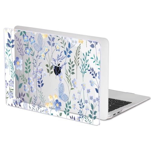 Compatible with 2021 2020 MacBook Air 13 inch Case M1 A2337 A2179 A1932 2018 2019 Release, Pattern Plastic Hard Shell Case & Keyboard Cover for Mac Air 13 Touch ID, Meadow Wildflower - color: Meadow Wildflower