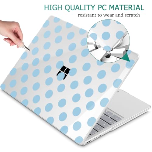 Case for Surface Laptop 5/4/3 13.5", Blue Polka Dots | Hard Shell Case with Keyboard Cover & Screen Protector. Fits Surface Laptop 5/4/3 13.5" Metal Palm Rest Models 1951/1868. - color: Blue Polka Dots