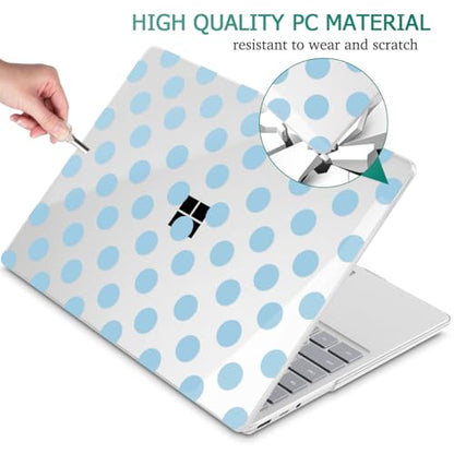Case for Surface Laptop 5/4/3 13.5", Blue Polka Dots | Hard Shell Case with Keyboard Cover & Screen Protector. Fits Surface Laptop 5/4/3 13.5" Metal Palm Rest Models 1951/1868. - color: Blue Polka Dots