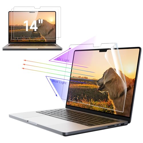 IPROKKO 2-Pack Blue Light Screen Protector for MacBook Pro 14 Inch M1-M5 | Filter UV Harmful Light Eyes Protection, Matte Film Anti Glare & Scratch, Easy Install For 14.2" Mac Laptop 2021-2026 - color: Blue, size: MacBook Pro 14”