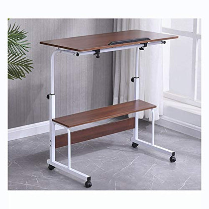 Overbed Table Wheels The Sofa Overbed Table Laptop Table Rolling Laptop Table Lap Desk For Laptop Rolling Cart Tilting Overbed Table Adjustable Laptop Stand Sofa (Black Walnut Color 80 * 40 (Black Wal - color: Black Walnut Color 60*40*87cm