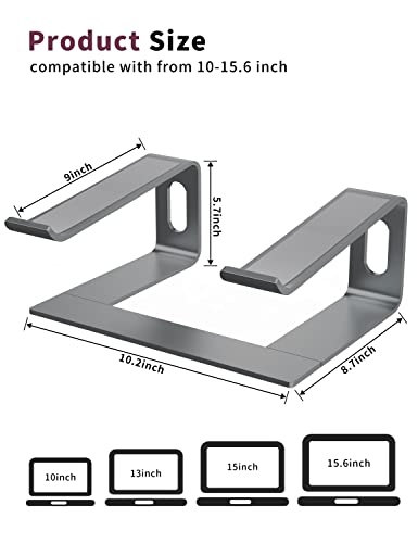 ALASHI Laptop Stand for Desk, Aluminum Computer Riser, Ergonomic Notebook Holder, Detachable Metal Laptops Elevator, PC Cooling Mount Support 10 to 15.6 Inches Notebook, Grey - color: C-Grey