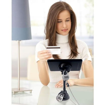 CTA Digital Strong Suction Mount Stand with Theft Deterrent Lock & Adhesive Plate and Resettable Lock Combination to Attach Tablets and Smartphones to Desks, Tables, & Walls (PAD-SMT)