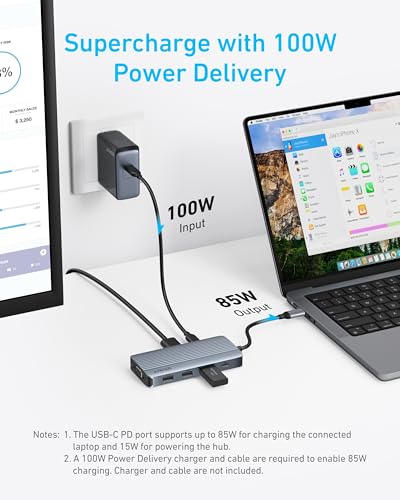 Anker 8-in-1 USB-C Hub, USB C Docking Station Triple Display Multi-Port Dongle with 2 HDMI and VGA, 5Gbps Data Transfers, USB Ports for MacBook Air/Pro, Dell XPS, iPad Pro, and More | USB-A and USB-C Ports with 5Gbps Data Transfer, Compatible with MacBook