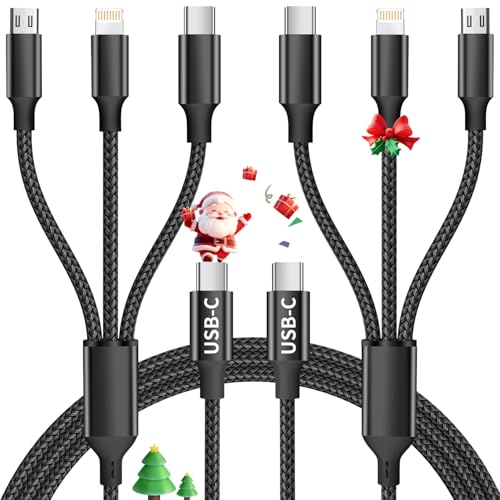 3 in 1 Multi Charging Cable, USB Cable Universal Charger, 2Pack 4FT | Phone Charger Cord with Type-C, Micro USB, L Port, Travel Charger for iPhone 17-8/Android, Travel Camping Essentials - color: Black