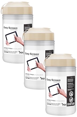 Easy Screen Cleaning Wipes, Electronic Screen Cleaning, Laptops, Monitors, Phone, Tablet, TV Screen Cleaning Wipe, 70 Wipes per Canister, Large 9"x 6" Durable Wipe (Pack of 3) - size: 1 Count (Pack of 210)