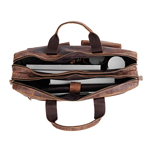 Leather briefcase 18 Inch Laptop Messenger Bags for Men and Women Best Office Briefcase Satchel Bag - style: 18 Inch