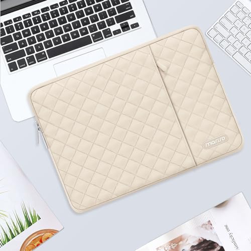 MOSISO Laptop Case 16 inch, 15-15.6 inch Laptop Sleeve, Sand | Compatible with MacBook Pro 16 M5 M4 M3 M2 M1, HP Acer Dell Lenovo ASUS, Square Quilted Vertical Bag with Pocket&Small Case - color: Sand, size: 16 inch