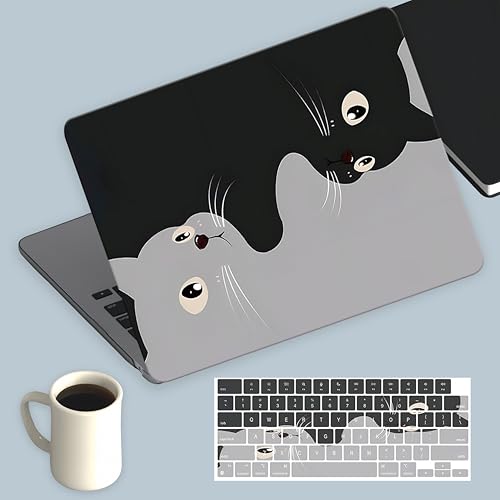 Compatible for MacBook Air 15 inch Case 2026 M5, 2023-2025 M4/M3/M2 A3448 A3241 A3114 A2941, Protective Plastic Hardshell & Keyboard Cover for Mac Air 15 inch Case, Yin Yang Cat - color: 00 Two Cats