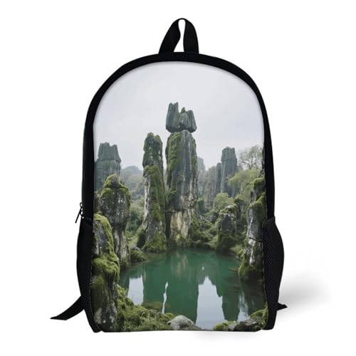 17 Inch Stone Forest Laptop Backpack for Men Women Waterproof Lightweight Travel Backpack Commuter Bag Large Capacity Casual Daypack for Business Trip & Outdoor