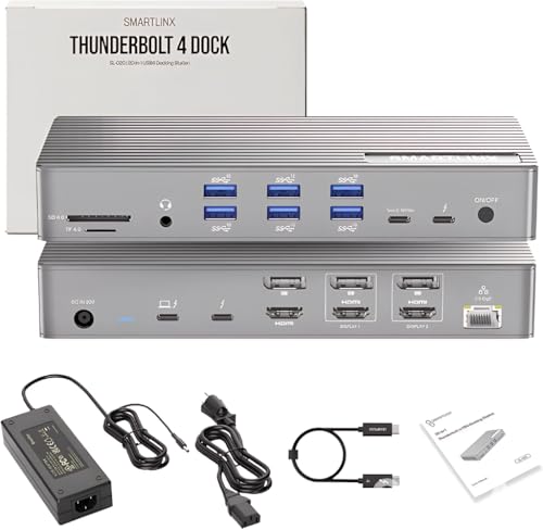 Thunderbolt 4 MacBook Docking Station, 21-in-1 DisplayLink, 150W Charging | Compatible with Windows and ChromeOS, Up to 5 external monitor support, 40Gbps transfer, Up to 8K or multiple 4K video output