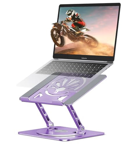 Adjustable Laptop Stand for Desk-360° Rotating Foldable Laptop Holder Ergonomic Laptop Riser for MacBook Pro/Air Dell HP Lenovo Notebook up to 16",Purple - color: Purple
