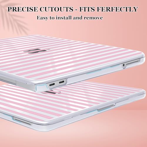 Compatible with MacBook Neo 13 inch Case 2026 (Model A3404), Printed Pattern Hard Shell Laptop Case with Keyboard Cover & Screen Film, Slim Plastic Protective Cover, Pink Stripes - color: Pink Stripes