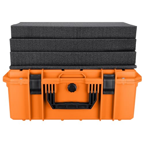 Eylar 21.6" Intact Series Carry-On Hard Camera Case, Lightweight and Durable Stacker Design with Foam (Orange) - color: Orange