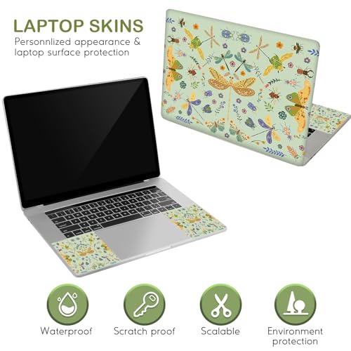 DINKY Laptop Skin Sticker Decal 15.6" 15.4" 12" 13" 13.3" 14" 15 inch Laptop Universal Vinyl Skin Stickers Cover Art Decal Notebook PC Personalized Protector, Green Dragonfly - color: Green Dragonfly