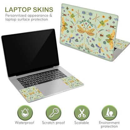 DINKY Laptop Skin Sticker Decal 15.6" 15.4" 12" 13" 13.3" 14" 15 inch Laptop Universal Vinyl Skin Stickers Cover Art Decal Notebook PC Personalized Protector, Green Dragonfly - color: Green Dragonfly