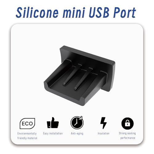 10 PCS Mini USB Port Anti-dust Plugs, Silicone Covers Caps Stoppers, Port Protector for PC Laptop Notebook Computers, 0.28 x 0.08 (LxW) - size: Mini USB/Black/10 PCS