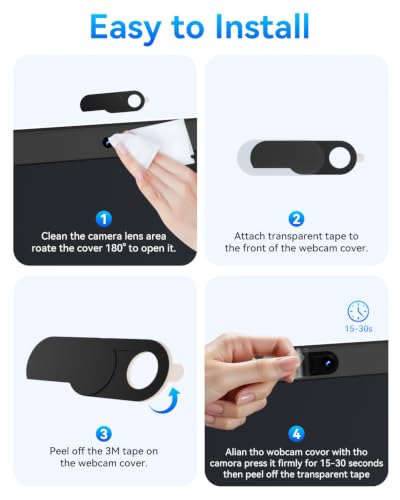 imluckies Rotating Webcam Cover [2-Pack], 0.02 Inch Ultra-Thin Metal Privacy Cover for Laptop, MacBook, iMac, PC, iPad & iPhone, Black - color: Black