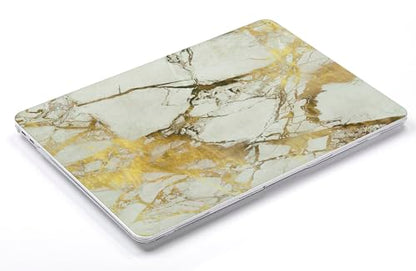 UESWILL Marble Pattern Smooth Hard Shell Case Cover Compatible with MacBook Air 11 inch (A1465/ A1370) + Microfibre Cleaning Cloth, (White/Gold) - color: Pattern-marble White/Gold, size: MacBook Air 11"