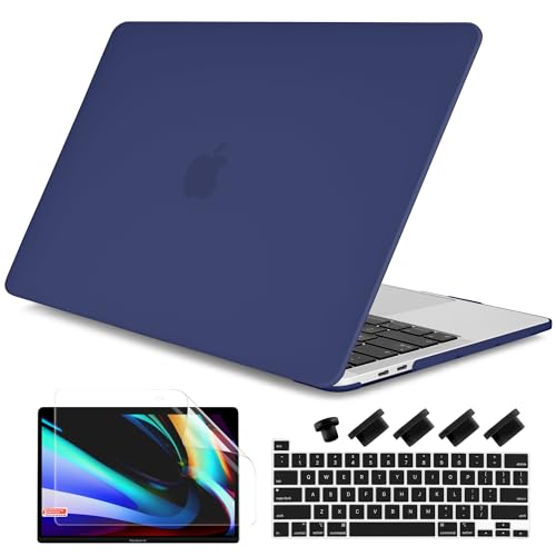for MacBook Pro 13 inch Case 2023 2022 2021 2020 Release Model: A2338 M2/M1 A2289 A2251 with Touch Bar & Touch ID, Frosted Matte Plastic Hard Shell Case & Keyboard Cover, Navy Blue - color: Navy Blue