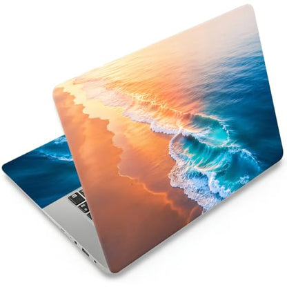 DEGDFSGR 12.1-15.6 Inch Universal Reusable Laptop Skin Sticker Decal, Waterproof Removable Protector for Notebook Cover, Scratch-Resistant Vinyl Cuttable Full Wrap Sticker, Sunrise Ocean Waves - color: Sunrise Ocean Waves