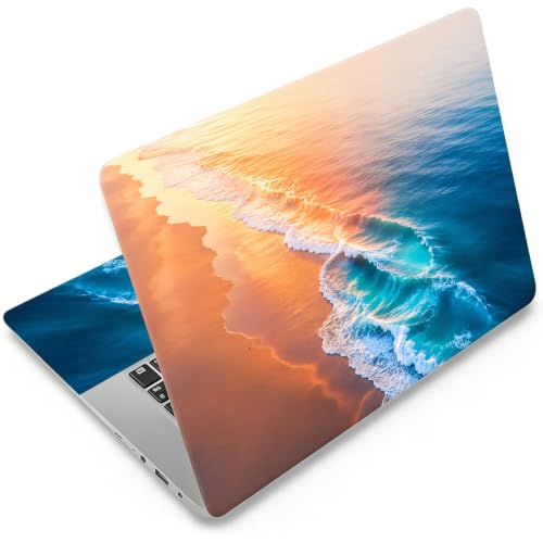 DEGDFSGR 12.1-15.6 Inch Universal Reusable Laptop Skin Sticker Decal, Waterproof Removable Protector for Notebook Cover, Scratch-Resistant Vinyl Cuttable Full Wrap Sticker, Sunrise Ocean Waves - color: Sunrise Ocean Waves