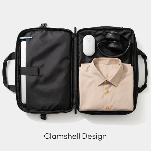 Sharper Image Messenger Briefcase for Men, Laptop Bag fits up to 16” Computer, 19L Water Resistant Crossbody Shoulder Bag with Strap for Work, School, Office, Travel, Black (Venture Collection)