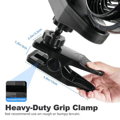 6000mAh Battery Powered Clip Car Fans, 3-Speed Dual Head Clip Car Cooling Fan for Backseat, Independent Switches, 360° Quiet Rotatable Rechargeable Fans with USB Plug for SUV Truck Golf Stroller