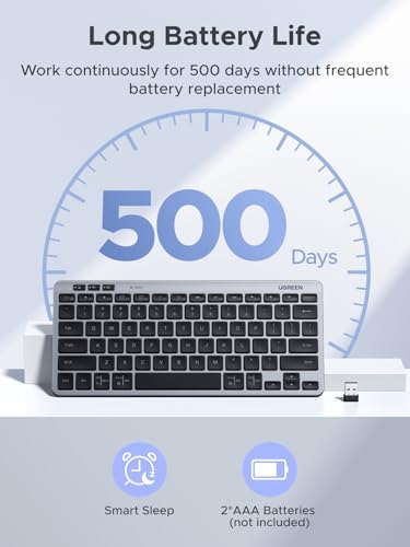UGREEN K551 Slim Quiet Wireless Bluetooth 78Keys Keyboard, 3-Device Free Switching with Bluetooth & 2.4G, Compatible with Windows/macOS/iOS/Android, Works with MacBook, Lenovo, HP