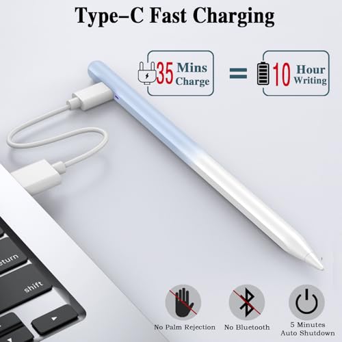 Stylus Pen for Android Tablet,Tablet Pencil for iOS/Android,Rechargeable Active Stylus Pen for iPhone/XiaoMi/Huawei/Vivo/Lenovo/Pixel and Other Android Smartphones and Tablets-Gradient Blue - color: Gradient Blue