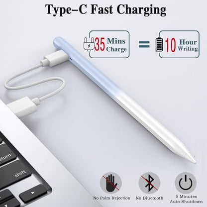Stylus Pen for Android Tablet,Tablet Pencil for iOS/Android,Rechargeable Active Stylus Pen for iPhone/XiaoMi/Huawei/Vivo/Lenovo/Pixel and Other Android Smartphones and Tablets-Gradient Blue - color: Gradient Blue
