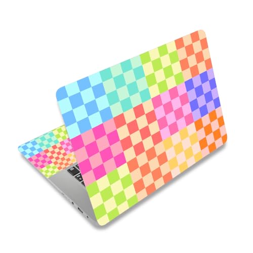 Laptop Decal Sticker Skin Cover, 12" 13.1" 13.3" 14" 15" 15.4" 15.6" Laptop Netbook Vinyl Art Skin Sticker Cover Notebook PC Protector (2 Wrist Pad Included), Removable Reusable, Colourful Check - color: Colourful Check