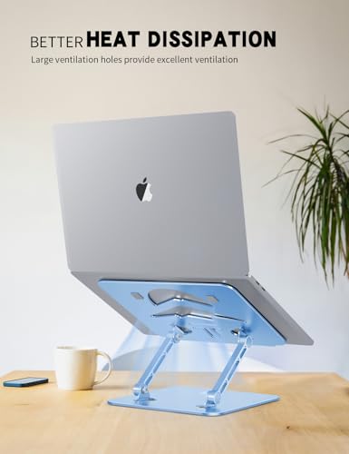 Laptop Stand Adjustable Laptop Holder for Desk, Foldable Laptop Riser Portable Computer Stand Compatible with MacBook, Lenovo, HP and All Laptops up to 16 inches Diamond Blue - color: Diamond Blue