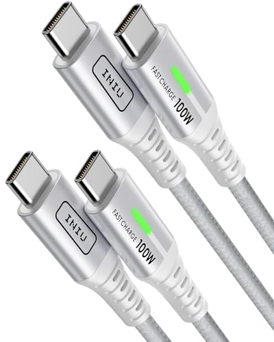 INIU USB C to USB C Cable [6.6ft, White, 2-Pack], 100w USB C to C Fast Charging Cable for iPhone 17 16 15 Pro Max Samsung S25 S24 Ultra Laptops MacBook iPad Air Switch etc. - color: White, size: 6.6ft+6.6ft
