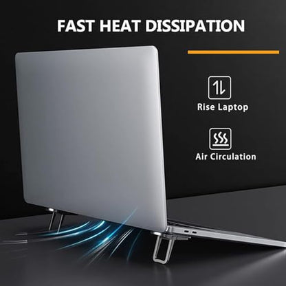 Portable Invisible Laptop Stand for Lenovo ThinkPad Ideapad Yoga Flex Chromebook Legion V Series Laptop，Aluminum Alloy Mini Foldable Self-Adhesive Laptop Stand with 2 Adjustable Angles for Desk