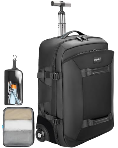 Rolling Backpack with Wheels, 50L Carry On Laptop Backpack for Travel & Business, Includes 2 Storage Bags, TSA Lock, Water-Resistant – Ideal for Men, Women, Work, Commute & Airline Use - color: Black-516