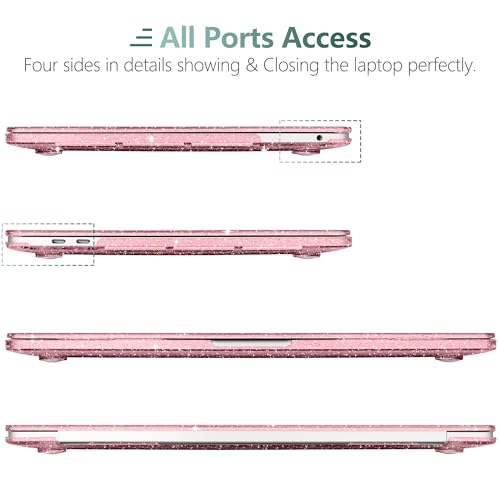for MacBook Pro 13 inch Case 2023 2022 2021 2020 Release Model A2338 M2/M1 A2289 A2251 with Touch Bar & Touch ID, Glitter Bling Plastic Hard Shell Case & Keyboard Cover, Star Pink - color: Star Pink