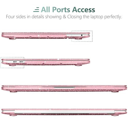 for MacBook Pro 13 inch Case 2023 2022 2021 2020 Release Model A2338 M2/M1 A2289 A2251 with Touch Bar & Touch ID, Glitter Bling Plastic Hard Shell Case & Keyboard Cover, Star Pink - color: Star Pink