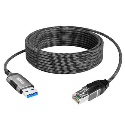 Kxable Slim USB to Ethernet Cable 10 FT, USB 3.0 A to RJ45 Thin Cord, Directly Connected, Aluminum, Braided, OFC, USB to RJ45 Gigabit LAN Network Cable for Laptop, PC, Switch and More, OD: 3.6mm - size: 10 Feet, style: USB A to Ethernet