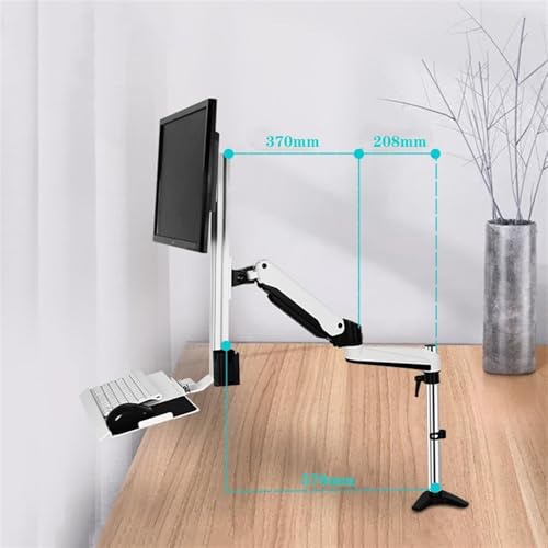 Monitor Arm Single Monitor Desk Mount, Sit Stand Workstation with keyboard tray and mouse box, Height Adjustable gas spring Single Monitor Mount Arm, Holds up to 13.2lbs Monitor Mount(400mm) - size: 400mm