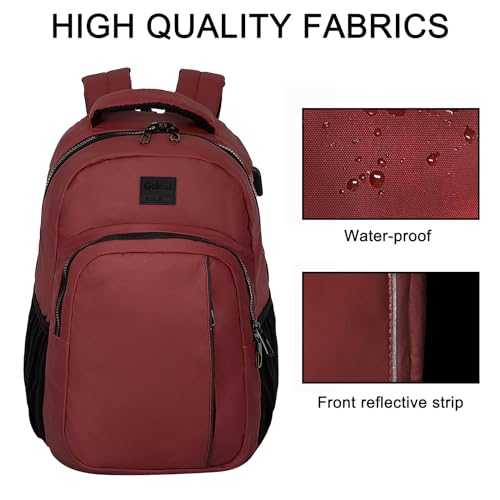 Goloni 15.6 Travel Laptop Backpack with USB Charging Port, Men Man Women Back Pack,Work,Casual College,High Schol Book Bag for Teens Lightweight Waterproof Casual Notebook Bag,Red - color: Red