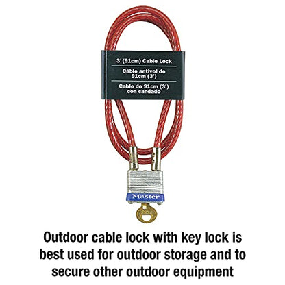 Master Lock 719D Steel Cable with Integrated Outdoor Padlock with Key, 1 Pack