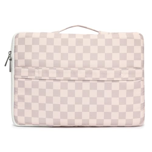 360 Degree Protective Laptop Sleeve with Multi-Pockets (Lavender Grey Checkered, 12.5 inch-13.5 inch) - color: Lavender Grey Checkered, size: 12.5 inch-13.5 inch
