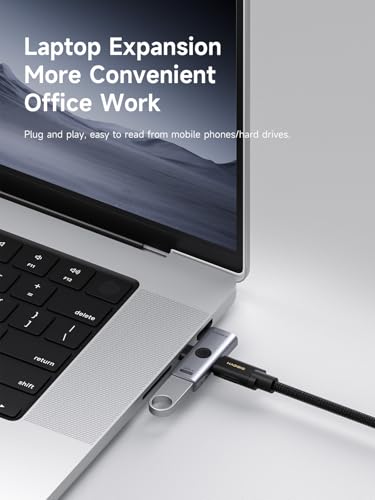 Hagibis USB-C Splitter with 100W Fast Charging and 10Gbps USB 3.2, 2 in 1 OTG Adapter for iPhone 16/15 Pro Max, iPad Pro, MacBook, Rog Ally, Steam Deck, Quest 3 2 (TUA08 USB + PD)