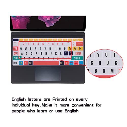 HRH English Silicone Keyboard Cover Skin for Microsoft Surface Pro | With Surface Pro 4, Pro 5 2017, Pro 6 2018, Pro 7 2019,12.3-inch Surface Pro 6,Dustproof,Soft-Touch,Ultra Thin,Rainbow Font - color: Creative Rainbow font