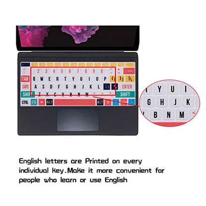 HRH English Silicone Keyboard Cover Skin for Microsoft Surface Pro | With Surface Pro 4, Pro 5 2017, Pro 6 2018, Pro 7 2019,12.3-inch Surface Pro 6,Dustproof,Soft-Touch,Ultra Thin,Rainbow Font - color: Creative Rainbow font